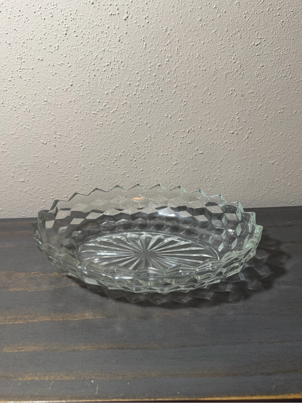 Source Unknown Clear Faceted Glass Serving Bowl